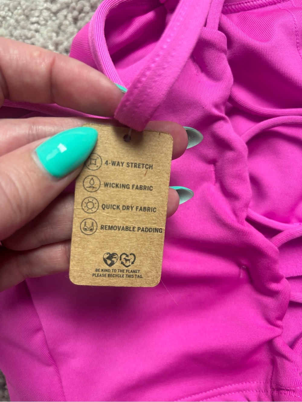 PINK Victoria's Secret Hot Pink Lace-Up Crop Sports Bra - Picture 5 of 6